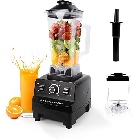 Blender mixeur électrique Smoothie Maker, Blender 2L avec bol de broyage, moteur en cuivre pur pour éviter la surchauffe, 6 lames tranchantes, 2 pichets pour mélanger et broyer avec un mélangeur à pic