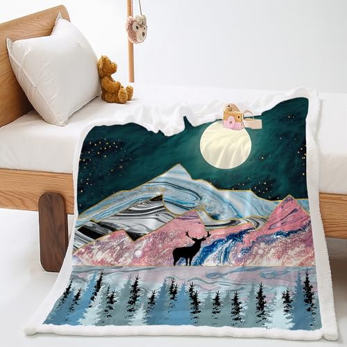 Plaid Vert Rose Or Jeté de Canapé Flanelle et Laine Agneau Couverture Laine Conception Recto-Verso Plaid Canape Mou Plaid Polaire Soins Faciles Couverture Polaire 80x150cm