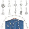 BENECREAT 11Pcs Legierung Zahl Stricken Reihe Zähler Ketten, Antike Silber Weihnachten Thema Charme Verriegelung Masche Marker mit Karabinerhaken für Stricken Weben Nähen Zubehör
