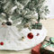 IHCEMIH Faldón grande para árbol de Navidad, faldas blancas para árbol de Navidad, copos de nieve dorados, lentejuelas de piel sintética, cubierta de base de árbol de Navidad, fundas para decoración