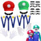 YongSral 2 PCS Mario Luigi Kostüm Accessories, Mario Und Luigi Kostüm mit Hut, Bart, Knöpfen, Handschuhen, Mario und Luigi Mütze, Mario and Luigi Costume, Geeignet für Herren, Frauen, Jungen, Mädchen