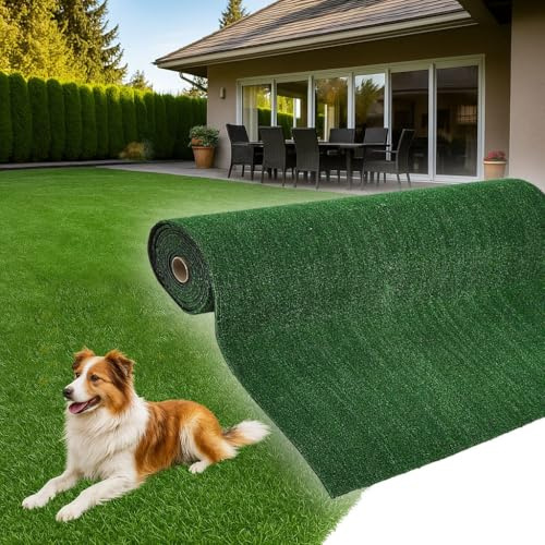 Rollos de Cesped Artificial 2x25 Barato - Césped Artificial para Exterior Resistente y Suave - Rollo Cesped Artificial Terraza Compatible con Animales - Alfombra Césped Exterior 7mm