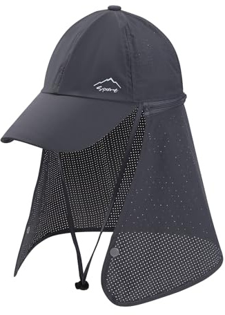 ZLLkeji Sombreros para El Sol de Hombre con Protector de Cuello Desmontable Transpirable Gorra de Béisbol para Adultos Secado Rápido con Protección UPF 50+