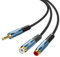 Tisino Cavo audio da 3,5 mm TRS a doppio RCA femmina (3 m), cavo adattatore audio stereo da jack per cuffie a RCA, splitter a Y ausiliario Hi-Fi, per MP3/Tablet/Altoparlante/Amplificatore
