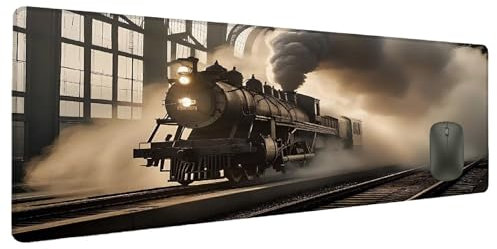 Mauspad XXL 800x300mm Cool Mousepad Groß Schreibtischunterlage Zug, Gaming Mauspad Gadgets Schreibtisch Zubehör, Wasserdicht Mouse Pad rutschfeste Vernähte Kanten Verbessert Geschwindigkeit R-6