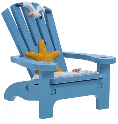 POPETPOP Strandkorb Dekoration Holzstuhl strandstuhl Miniaturhaus Strandschmuck Blau Strandhaus thematisiert Mini-Stuhl-Modell Mini-Strandkorb mit Mikrolandschaft hölzern Blue