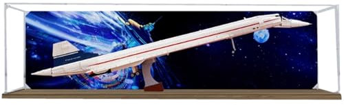 Transparente Acryl-Vitrine, kompatibel mit Lego 10318 Concorde-Kit, staubdicht, schützt dekorative Sammlerstücke, Geschenke (nur Box) (Holzsockel 3 mm)