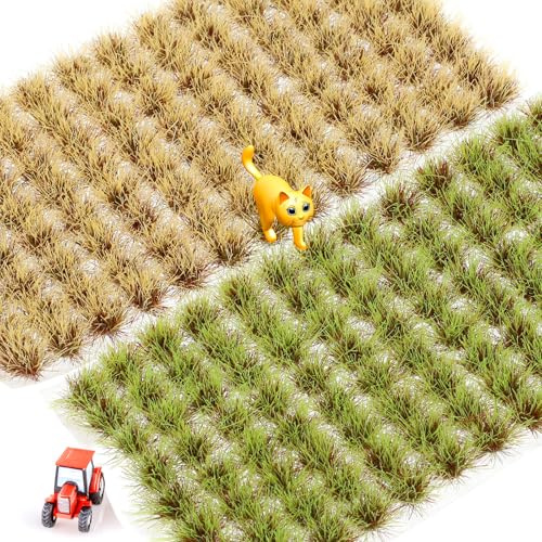 KALIONE 208 PCS Static Grass Tuft Model - 2 Style Artificial Model Grass for DIY Models