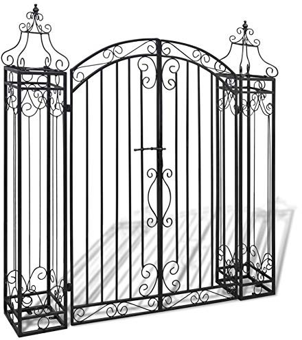 Wrought Iron Garden Gate 122x20.5x134 Cm, Heavy Duty, Coated Treatment, Easy Install, Reliable Structure, for Small Garden and Large Backyard