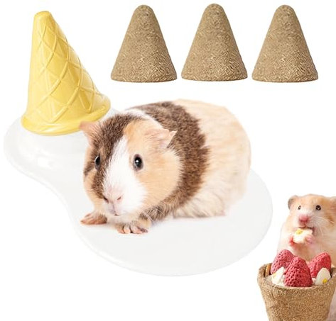 Yjkedfh Bett für Chinchilla,Kühlmatte aus Keramik Hamsterbett - Kegelförmige Kühlmatte als Landschaftsdekoration inklusive Nagestangen für Igel, Eichhörnchen, Frettchen und Chinchilla zum Knabbern