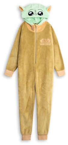 Star Wars The Mandalorian Grogu Unisex Kids Green Onesie | Hooded Zip-Up Cosy Fleece Loungewear & Costume Play | Soft Long Sleeve Clothing | Kids Merchandise