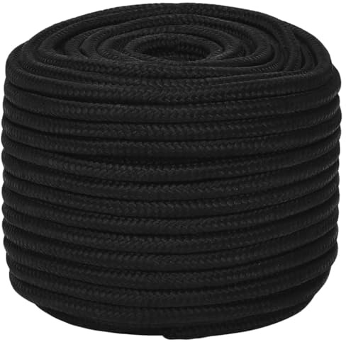 Corde à linge - Noir - 12 mm - 25 m - Polyester - Pour camping et randonnée