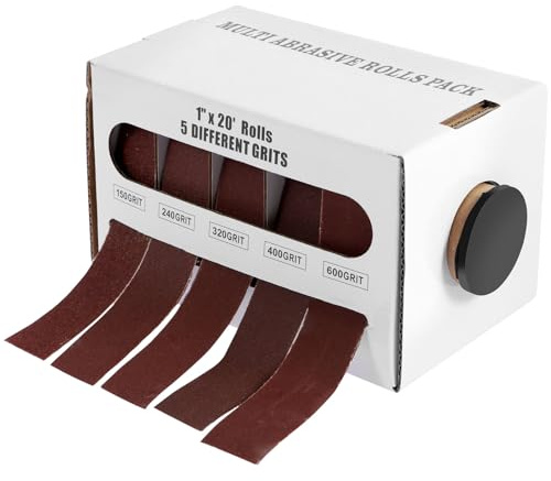 JUNFEIFLUX Rouleaux de Papier Abrasif, 25mm x 6 m Rouleaux de Papier de Verre, 150/240/320/400/600 Grain pour Bois, Meubles, Décoration, Métal, Glisser, Autopolier (1)