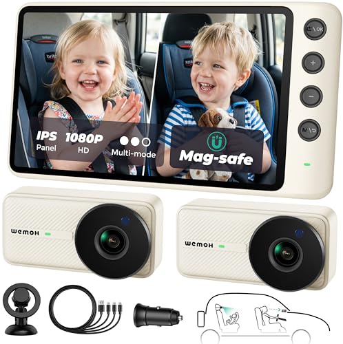 WEMOH Magnetisk babykamera för 2 barn med 5 tum 1080P IPS-skärm