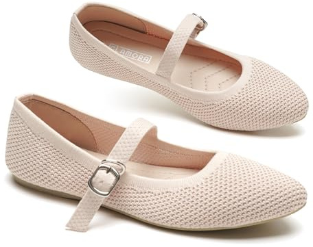 GLAMORA Ballerines Femme Mary Jane Maille Respirante Bride Boucle Décorative Fermeture Rapide Crochet Chaussures Plates Souples Ultra Légères Bout Rond Semelle Antidérapante Flexible Confort
