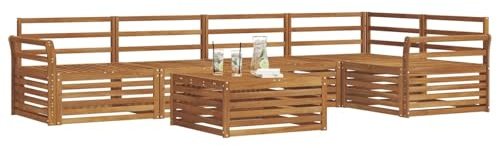 vidaXL Outdoor-Sofagarnitur 6 pcs Natur Massivholz Akazie, Gartenmöbel, modernes Sofaset, Robustes Lounge-Set, gemütlicher Terrasse-Bereich zum Entspannen