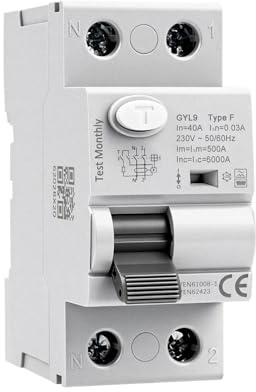 Disjoncteur différentiel 30mA 40A Type F 2 pôles interrupteur différentiel 40A 30mA 6kA 2P AC230V RCCB disjoncteurs électriques adapté aux équipements monophasés à charge variable GYL9