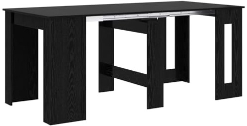 Mhdvray Table à Manger Extensible 180 x 85 x 75 cm, Table de Cuisine Rectangulaire en Bois d'Ingénierie, Console Pliable Moderne pour Salle à Manger et Bureau, Chêne Noir