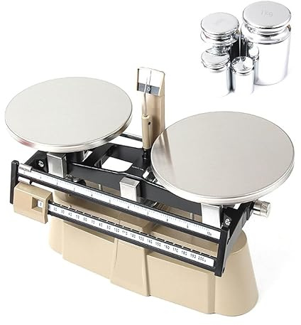 Precisionsmekanisk våg, dubbelplatta laboratorievåg, 0,1 G-2 000 G, noggrannhet 0,1 G, 15 cm tallrik, 4 vikt, för laboratorier, precisionsmekanisk våg
