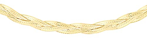 CARISSIMA Women's 9ct Yellow Gold 3 Plait Herringbone Curb Chain Necklace of 43cm/17