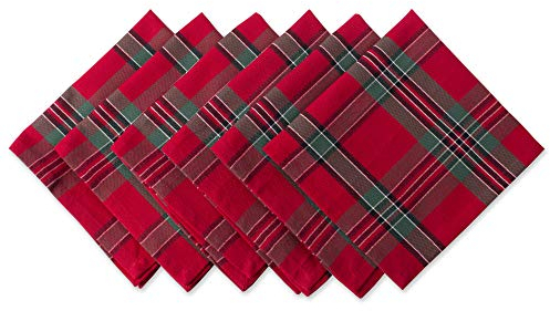 DII Farmhouse Weihnachtsservietten-Set, kariert, Esstisch und Küche, 45,7 x 45,7 cm, Rot und Grün, 6 Stück