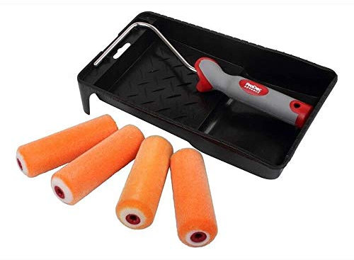 ProDec ARRT002 Kit de mini rouleaux en mousse floquée 10,2 cm avec bac à peinture, cadre et 4 recharges