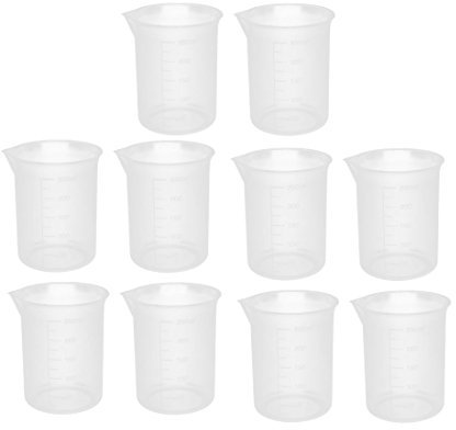 sourcing map 10pcs 250 mL de líquido contenedor plástico de Laboratorio Vaso medidor Vaso Espesar