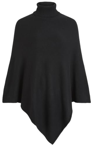 Vila Viril Rollneck Knit Poncho-Noos Kvinna, Svart, one size