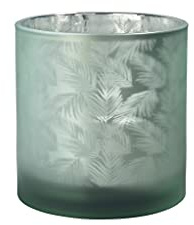 sompex Awhia Windlicht Vase Farne, Farbe:Silber-grün, Größe:15 x 15 cm (M)