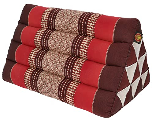 GURU SHOP Dreieck Thaikissen, Dreieckskissen, Kapok - Weinrot/rot, 30x30x50 cm, Asiatisches Sitzkissen, Liegematte, Thaimatte