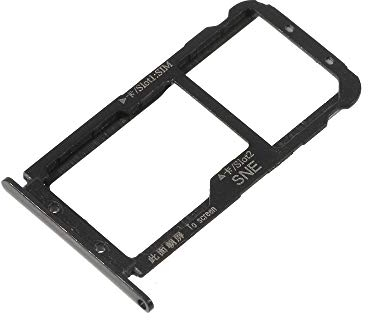 jbTec Dual SIM-Tray/SD-Card kompatibel mit Huawei Mate 20 Lite - Kartenhalter Slot Schlitten Rahmen, Farbe:Schwarz