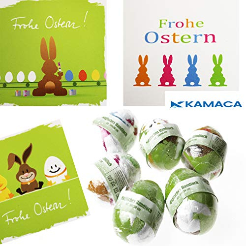 KAMACA 6er Set Magische Baumwolle Zaubertuch in Form eines Oster Ei für Kinder Zauberhandtuch Mitgebsel Geschenkidee Ostern Kleinigkeit Ostergeschenke (6er Set Ostereier)
