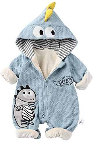 WYTbaby Combinaison Bébé Hiver Manteau Polaire Dinosaures Combinaison Pilote Bébé Garçon Fille 6-9 Mois