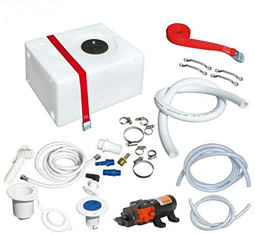 GFN Kit de ducha completo con depósito Autoclave y accesorios para barco, náutica, autocaravana