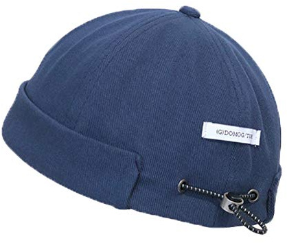 Docker Cap Brimless Hat für Herren Damen Skullcap Beanie Schirmmütze Rollmanschette Retro Miki Hut mit verstellbarer, blau, Einheitsgröße