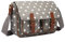 KONO Umhängetasche Groß Messenger Bag Wachstuch Schultertasche Schulranzen für Jungen und Mädchen Damen Tupfen Lässige Reise Tasche Handtasche für Schule (Grau)