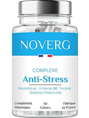 Anti-Stress | Diminue Anxiété & Fatigue Mentale | Relaxation, Détente & Sérénité | Magnésium, Vitamine B6, Taurine, Ginseng, Passiflore | Vegan | 90 Gélules | Fabriqué en France