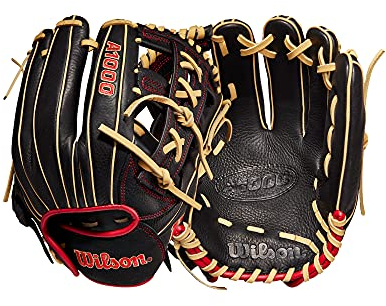WILSON Herren A1000 1912 (IF/P) Baseball, Schwarz/Blond/Rot – Standard-Handschuh, 12