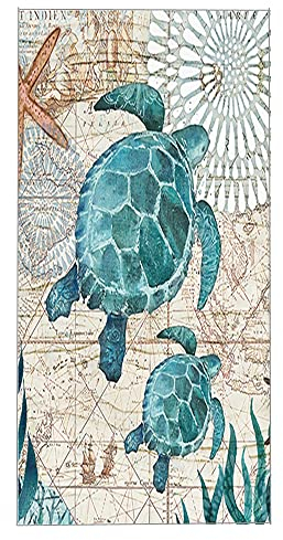 PEIHUODAN Strandtuch Muster XL XXL Groß Kinder Teenager Damen Herren Microfaser Bunt 3D Ozean Motiv Handtuch Badetuch Dünn Kompakt Stranddecke Surfen Schwimmen Spa (100x200 cm,Schildkröte)