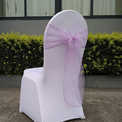 CNFQ Stuhlschleifen, Organza, für Taufe, Party, Deko, Hochzeit, Lavendel, 50 Stück