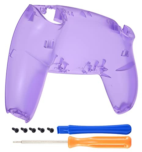 eXtremeRate Coque inférieure transparente Atomic violet compatible avec manette PS5, coque arrière de rechange compatible avec manette PS5