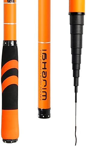 LUOSHUAI Stipprute Kohlefaser-Teleskop-Swing-Angelrute Hand-polig Karpfen Ultraleicht Reisen 3. 6M / 4,5M / 5,4 M / 6,3 M / 7,2M Angelrute (Color : Orange, Length : 7.2 m)