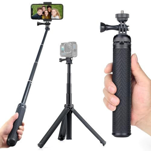 YALLSAME Ausziehbarer Selfie-Stick-Stativ für GoPro-Action-Kamera, 71,1 cm | Wasserdichte Teleskop-Verlängerungsstange aus Aluminium, Einbeinstativ, Griff für GoPro Mission Hero 13, 12, 11, 10, 9
