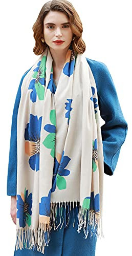 RIIQIICHY Malerei Bedruckt Schal Stola für Damen Winter Pashmina Warme Tick Schals tücher für Frauen