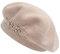 ZLYC Damen Wolle Baskenmütze Klassische Französischen Barett Warm Beret Mütze(Blumen Beige)