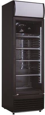 METRO Professional Frigorífico GSC2350B, nevera vertical con puerta de cristal, 324 L, negro, 180 W, iluminación LED, 4 estantes ajustables, gastronomía, bar, restaurant, tiendas