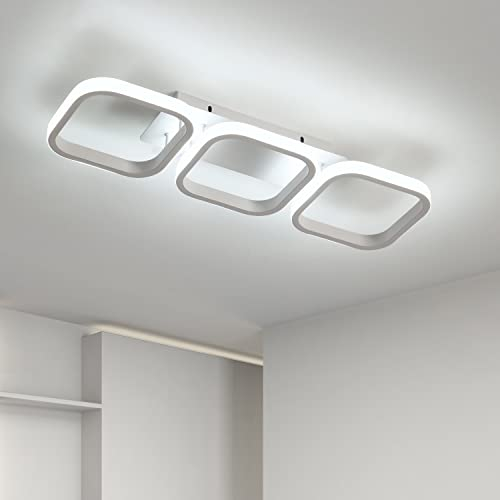 Comely LED Deckenleuchte, 32W Quadratische Modern Deckenlampe Weiß Kronleuchter für Chlafzimmer Wohnzimmer Küche Schmücken, 6500K