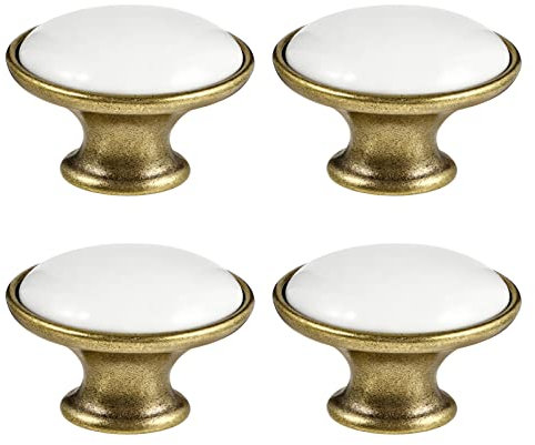 Housoutil 4pcs Silver Zinc Alloy Handle Oval-shaped Cabinet Door Knobs for Wardrobe Dresser Drawer Office