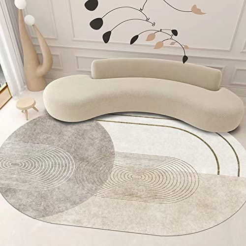 Outdoor-QJ Teppiche große Wohnzimmer ovale beige Streifen für Flur Schlafzimmer Hauptdekoration Anti Rutsch Teppich 200 x 300 cm