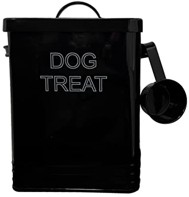 NOBEL Dog Food or Dog Treat Storage Tin with Lid with Scoop Non Slip Pads, Assorted, (9250)